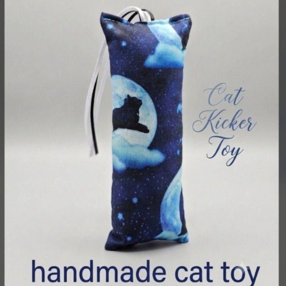 Black Cat in Moon Catnip Kicker - Celestial Feline Toy for Hunting and Kicking